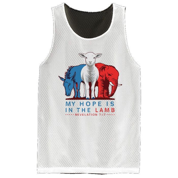 Funny My Hope Is In The Lamb Scripture Elephant Donkey Mesh Reversible Basketball Jersey Tank