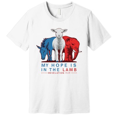 Funny My Hope Is In The Lamb Scripture Elephant Donkey Premium T-Shirt