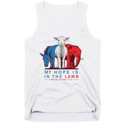 Funny My Hope Is In The Lamb Scripture Elephant Donkey Tank Top