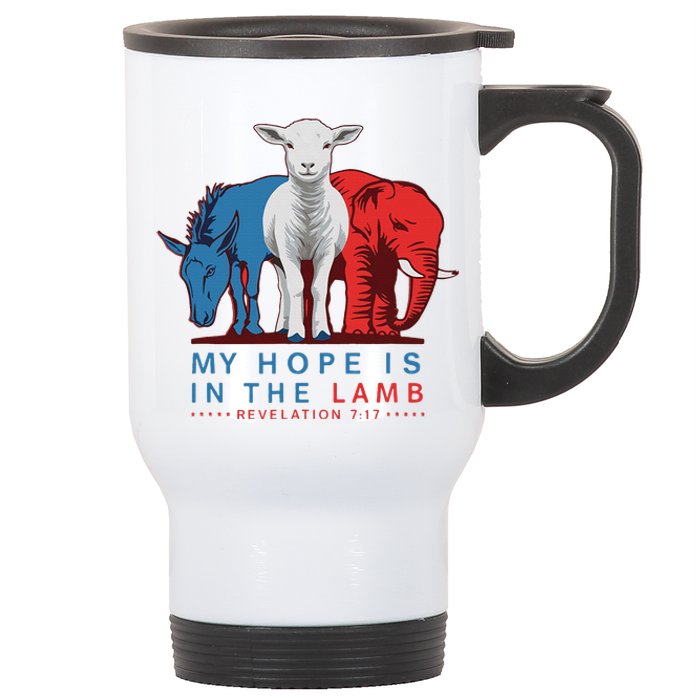 Funny My Hope Is In The Lamb Scripture Elephant Donkey Stainless Steel Travel Mug