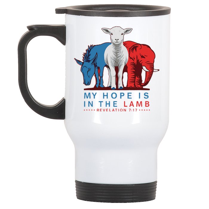 Funny My Hope Is In The Lamb Scripture Elephant Donkey Stainless Steel Travel Mug