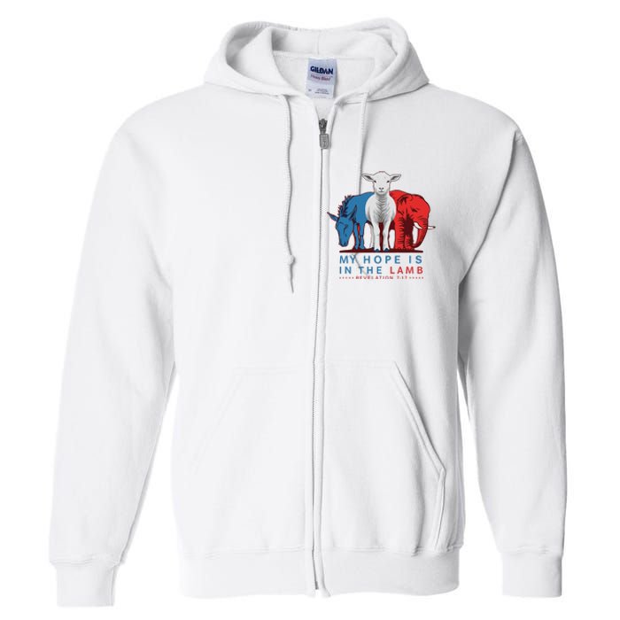 Funny My Hope Is In The Lamb Scripture Elephant Donkey Full Zip Hoodie