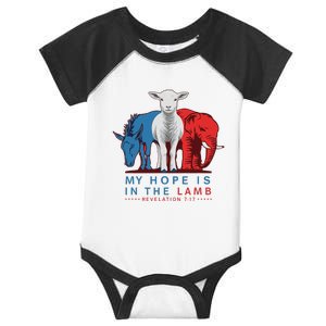 Funny My Hope Is In The Lamb Scripture Elephant Donkey Infant Baby Jersey Bodysuit