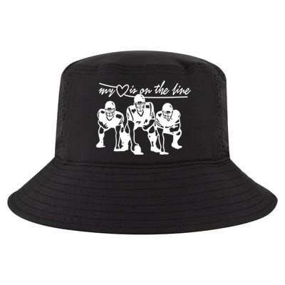 Football My Heart Is On The Line Offensive Line Cute Gift Cool Comfort Performance Bucket Hat