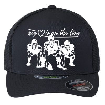 Football My Heart Is On The Line Offensive Line Cute Gift Flexfit Unipanel Trucker Cap