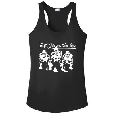 Football My Heart Is On The Line Offensive Line Cute Gift Ladies PosiCharge Competitor Racerback Tank