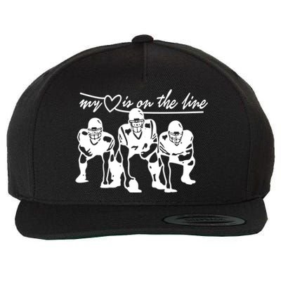 Football My Heart Is On The Line Offensive Line Cute Gift Wool Snapback Cap