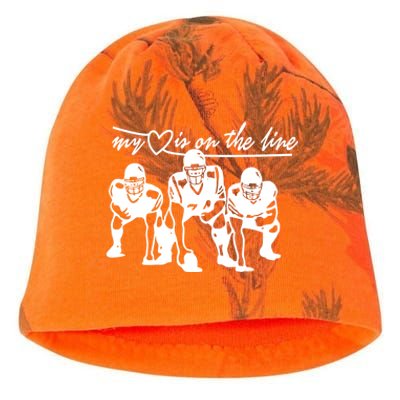 Football My Heart Is On The Line Offensive Line Cute Gift Kati - Camo Knit Beanie