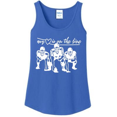 Football My Heart Is On The Line Offensive Line Cute Gift Ladies Essential Tank