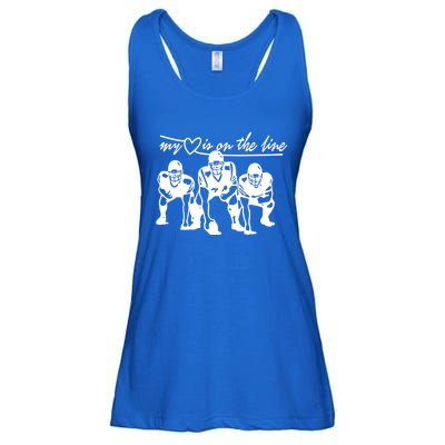 Football My Heart Is On The Line Offensive Line Cute Gift Ladies Essential Flowy Tank