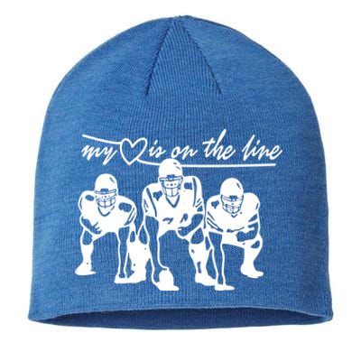 Football My Heart Is On The Line Offensive Line Cute Gift Sustainable Beanie