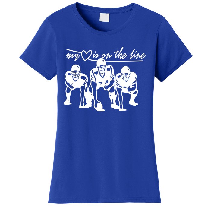 Football My Heart Is On The Line Offensive Line Cute Gift Women's T-Shirt