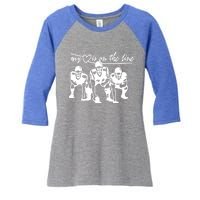 Football My Heart Is On The Line Offensive Line Cute Gift Women's Tri-Blend 3/4-Sleeve Raglan Shirt