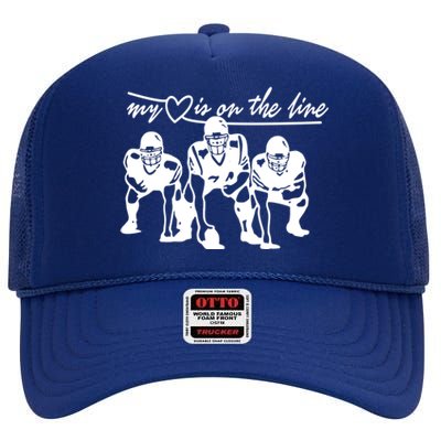 Football My Heart Is On The Line Offensive Line Cute Gift High Crown Mesh Back Trucker Hat