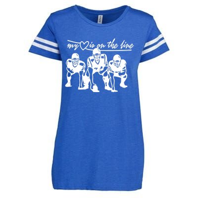 Football My Heart Is On The Line Offensive Line Cute Gift Enza Ladies Jersey Football T-Shirt