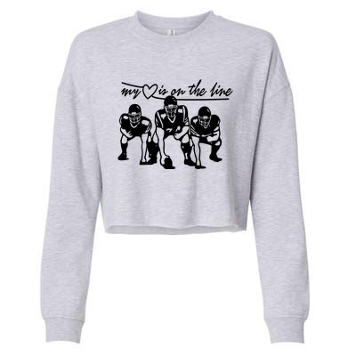 Football My Heart Is On The Line Offensive Line Cute Gift Cropped Pullover Crew