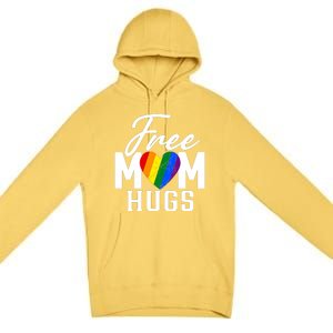 Free Mom Hugs Pride Rainbow Heart Graphic Premium Pullover Hoodie