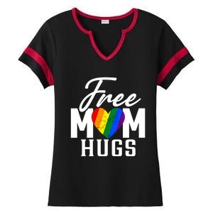 Free Mom Hugs Pride Rainbow Heart Graphic Ladies Halftime Notch Neck Tee