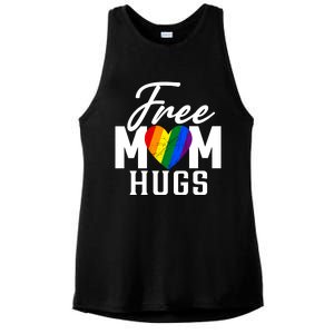 Free Mom Hugs Pride Rainbow Heart Graphic Ladies PosiCharge Tri-Blend Wicking Tank