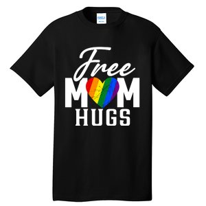 Free Mom Hugs Pride Rainbow Heart Graphic Tall T-Shirt