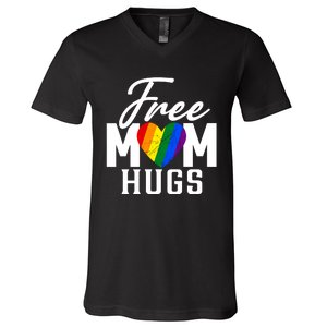 Free Mom Hugs Pride Rainbow Heart Graphic V-Neck T-Shirt