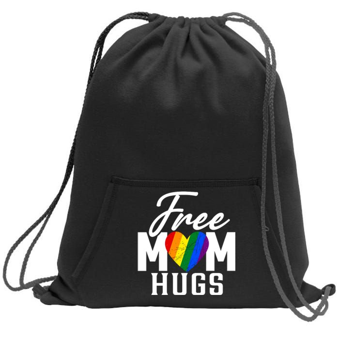 Free Mom Hugs Pride Rainbow Heart Graphic Sweatshirt Cinch Pack Bag