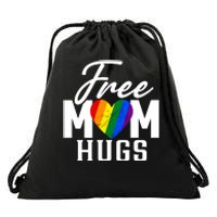 Free Mom Hugs Pride Rainbow Heart Graphic Drawstring Bag