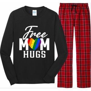 Free Mom Hugs Pride Rainbow Heart Graphic Long Sleeve Pajama Set