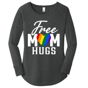 Free Mom Hugs Pride Rainbow Heart Graphic Women's Perfect Tri Tunic Long Sleeve Shirt