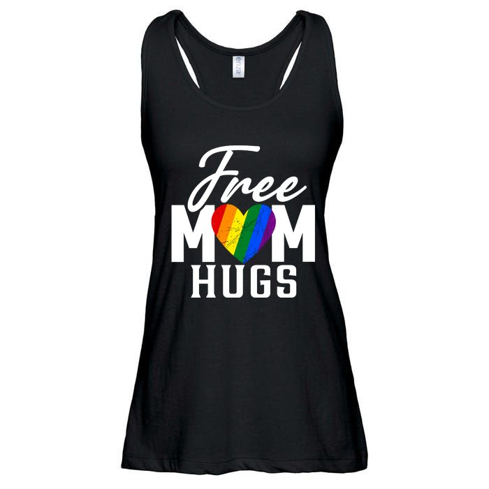 Free Mom Hugs Pride Rainbow Heart Graphic Ladies Essential Flowy Tank