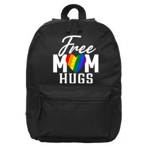 Free Mom Hugs Pride Rainbow Heart Graphic 16 in Basic Backpack