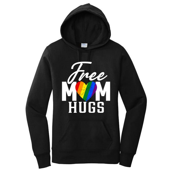 Free Mom Hugs Pride Rainbow Heart Graphic Women's Pullover Hoodie