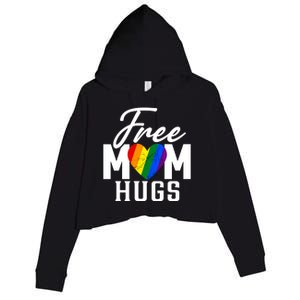 Free Mom Hugs Pride Rainbow Heart Graphic Crop Fleece Hoodie