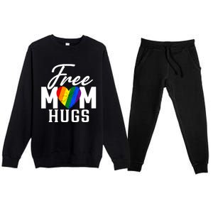 Free Mom Hugs Pride Rainbow Heart Graphic Premium Crewneck Sweatsuit Set