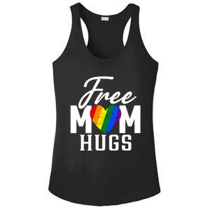 Free Mom Hugs Pride Rainbow Heart Graphic Ladies PosiCharge Competitor Racerback Tank