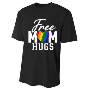 Free Mom Hugs Pride Rainbow Heart Graphic Performance Sprint T-Shirt