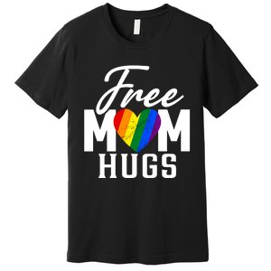 Free Mom Hugs Pride Rainbow Heart Graphic Premium T-Shirt