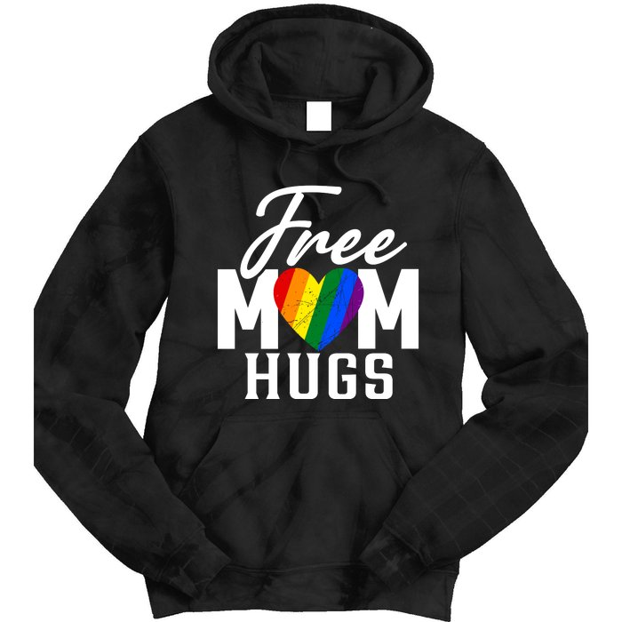 Free Mom Hugs Pride Rainbow Heart Graphic Tie Dye Hoodie