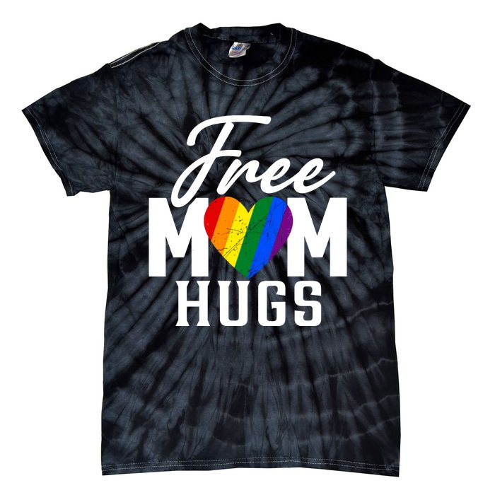 Free Mom Hugs Pride Rainbow Heart Graphic Tie-Dye T-Shirt