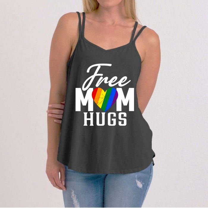 Free Mom Hugs Pride Rainbow Heart Graphic Women's Strappy Tank