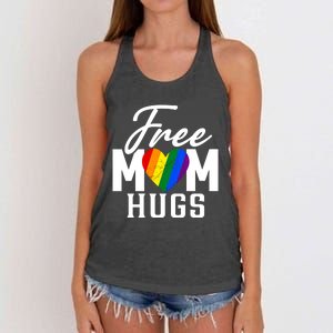 Free Mom Hugs Pride Rainbow Heart Graphic Women's Knotted Racerback Tank