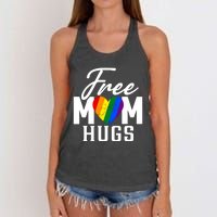 Free Mom Hugs Pride Rainbow Heart Graphic Women's Knotted Racerback Tank