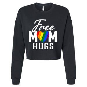 Free Mom Hugs Pride Rainbow Heart Graphic Cropped Pullover Crew