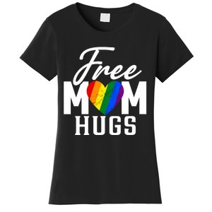 Free Mom Hugs Pride Rainbow Heart Graphic Women's T-Shirt