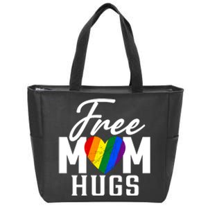 Free Mom Hugs Pride Rainbow Heart Graphic Zip Tote Bag