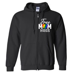 Free Mom Hugs Pride Rainbow Heart Graphic Full Zip Hoodie