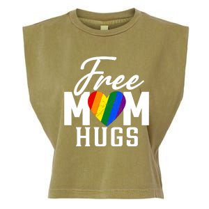 Free Mom Hugs Pride Rainbow Heart Graphic Garment-Dyed Women's Muscle Tee