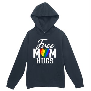 Free Mom Hugs Pride Rainbow Heart Graphic Urban Pullover Hoodie