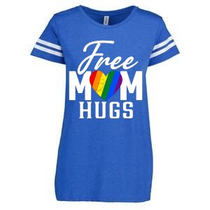 Free Mom Hugs Pride Rainbow Heart Graphic Enza Ladies Jersey Football T-Shirt