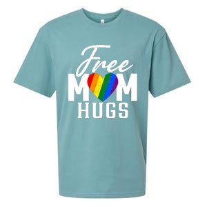 Free Mom Hugs Pride Rainbow Heart Graphic Sueded Cloud Jersey T-Shirt